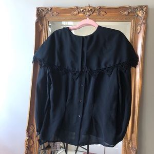 Black oversized collared blouse